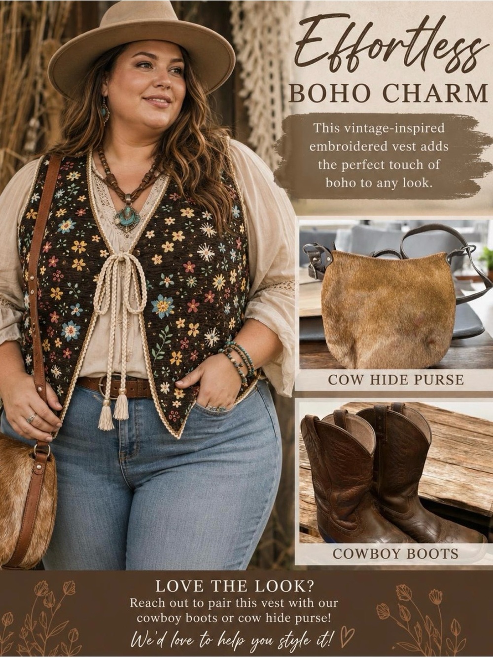 Boho Plus Size Floral Tapestry Vest